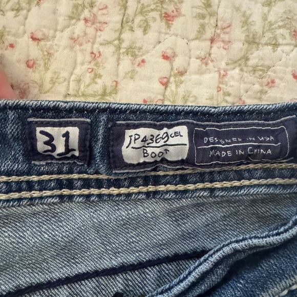 Miss Me Blue Boot Cut Jeans with Rhinestone Embellishments - Picture 9 of 11